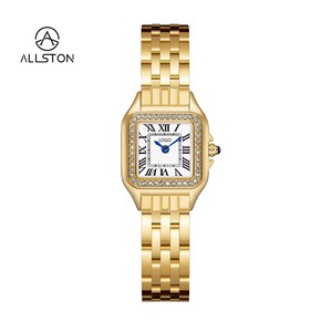 Montre à <span class=keywords><strong>quartz</strong></span> carrée dorée rétro Virtue pour femmes, style minimaliste tendance, mouvement à <span class=keywords><strong>quartz</strong></span>, logo personnalisé - Product Image 1