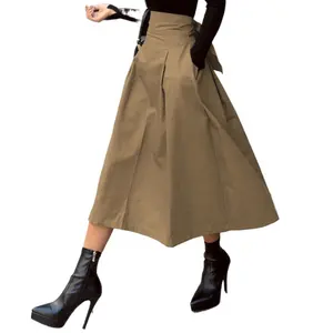 Liu Ming Summer 2024 Korean Fashion Women s Elegant Full Length High Waist A Line Mid Skirt