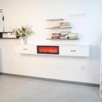 Vente directe d'usine meuble TV mural en bois avec lampe feu de joie meuble TV salon simple moderne