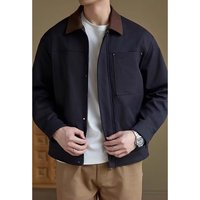 Veste décontractée pour homme style workwear rétro à revers contrastant pour l'automne