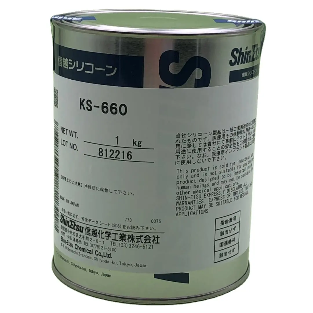 KS660 Shin Etsu silicone grease exhibits good electrical conductivity stability against thermal oxidation and resistance to chem