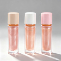 Gloss à lèvres liquide nacré en tube transparent avec collier or rose, brillant, longue tenue, non collant, format voyage, OEM, personnalisable, vente en gros