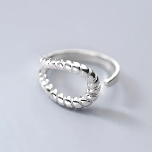 Wholesale Custom OEM Simple Design Elegant Opening Hole Whale Shape Adjustable 925 Women Sterling Silver Ring