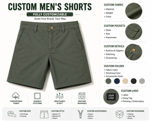 Shorts Bermuda Homme Personnalisés 100% Coton Tissu Oxford Taille Mi-Haute Boutons Couleur Unie Style Décontracté Respirant Avec Poches - Product Image 1