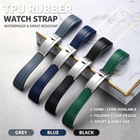 Bracelet de montre respirant en caoutchouc TPU de haute qualité, fermoir déployant réglable 20 21 mm