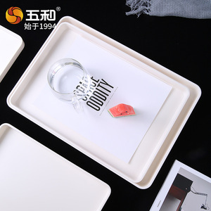 Wuhe Melamine Tray Rectangular Tea Dessert Serving Tray Hotel Coffee Drink Use Solid Color Thickened Commercial Grade - Product Image 2