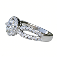 Bague RSWWS080 en argent 925 avec diamant principal entouré de quatre doigts croisés et moissanite de qualité D VVS1, pierres précieuses en vrac