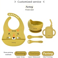 Nouveau modèle Ensemble d'alimentation pour bébé de qualité alimentaire Bol à ventouse en silicone sans BPA Facile à nettoyer Bavoir en silicone étanche Spork