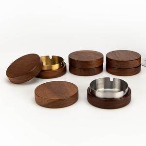 Cendrier de luxe en bois et métal avec couvercle, cadeau/souvenir minimaliste pour fumeurs, pour la maison, l'hôtel, <span class=keywords><strong>le</strong></span> restaurant - Product Image 1