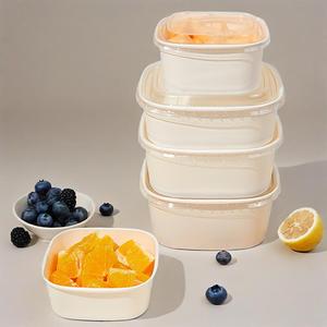 1000ml 32 oz Rectangular desechable para llevar caja de embalaje de alimentos contenedor cuadrado ensalada papel tazón de comida con tapas - Product Image 5