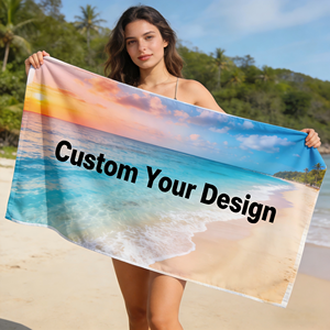 Serviette de plage en microfibre de luxe personnalisée, ultra légère, hautement absorbante, ultra confortable, respirante, au design tendance, avec sac - Product Image 1
