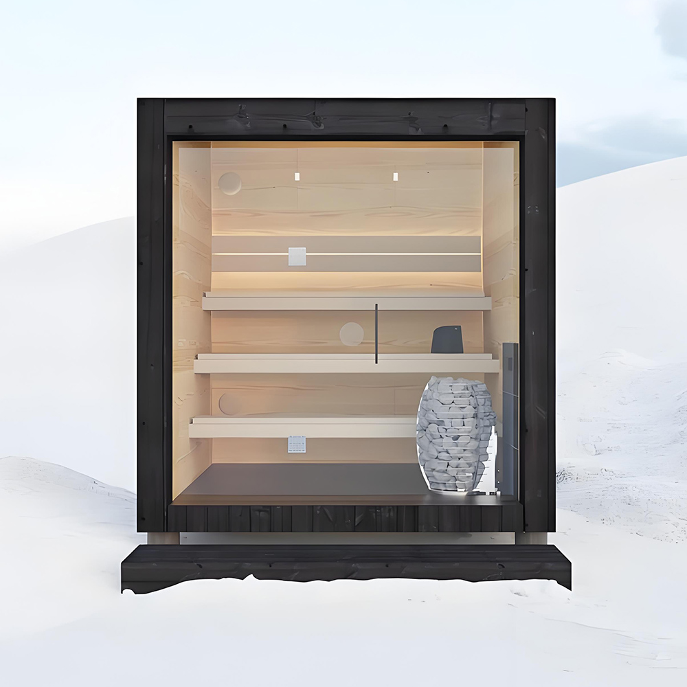 Customizable 4-Person Outdoor Far Infrared Sauna with Wet Steam Function Solid Wood Heating Steamer