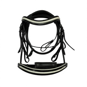 Brida de cuero con logo personalizado al por mayor, con brillantina incrustada, acolchada, para caballo, equipo de doma anatómica, de acero inoxidable - Product Image 2
