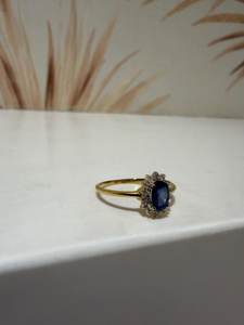 Anillo de Oro Genuino de 10K con Zafiro Azul Ovalado y Diamantes, Zafiro Natural, Piedra de Nacimiento de Septiembre, Joyería Elegante - Product Image 2