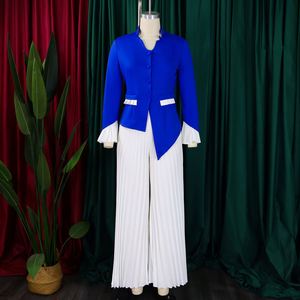 Nouvelle Collection Printemps : Ensemble Décontracté Deux Pièces Femme – Haut à Manches Cloche et Pantalon Plissé Ample Style Africain - Product Image 4