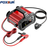 Chargeur de batterie Foxsur 2027 12V 25A 24V 15A avec fonction de réparation pour batteries plomb-acide et LiFePO4, et booster de démarrage pour voiture et moto