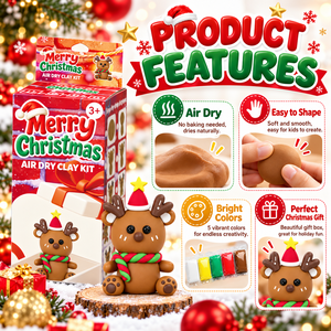 Air Dry Clay Christmas Reindeer Kit Modeling Clay Set With Tools Gift Box for <b>Kids</b> Diy Craft Wholesale OEM ODM - Product Image 3