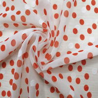 Kain Sifon Gorgette AOP Biru Oranye Merah dengan Sifon Cetak Polka Dot Bunga Kain Sifon Putih Polka Dot Sifon Murni