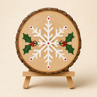Plaque en bois naturel rond non fini pour la peinture, idéale pour les projets artisanaux de Noël - Design Hiver