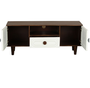 ไม้มะม่วงแข็งแกะสลักหรูหราทันสมัยทีวียืน2ประตูและ1ลิ้นชักบ้านไร่ตู้ทีวีพร้อมที่เก็บของสำหรับห้องนั่งเล่น - Product Image 6