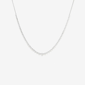 カスタムラウンドカット3プロングセッティングテニスネックレスCVDダイヤモンドジュエリー9k10k本物の金ラボグロウンダイヤモンドネックレス - Product Image 2