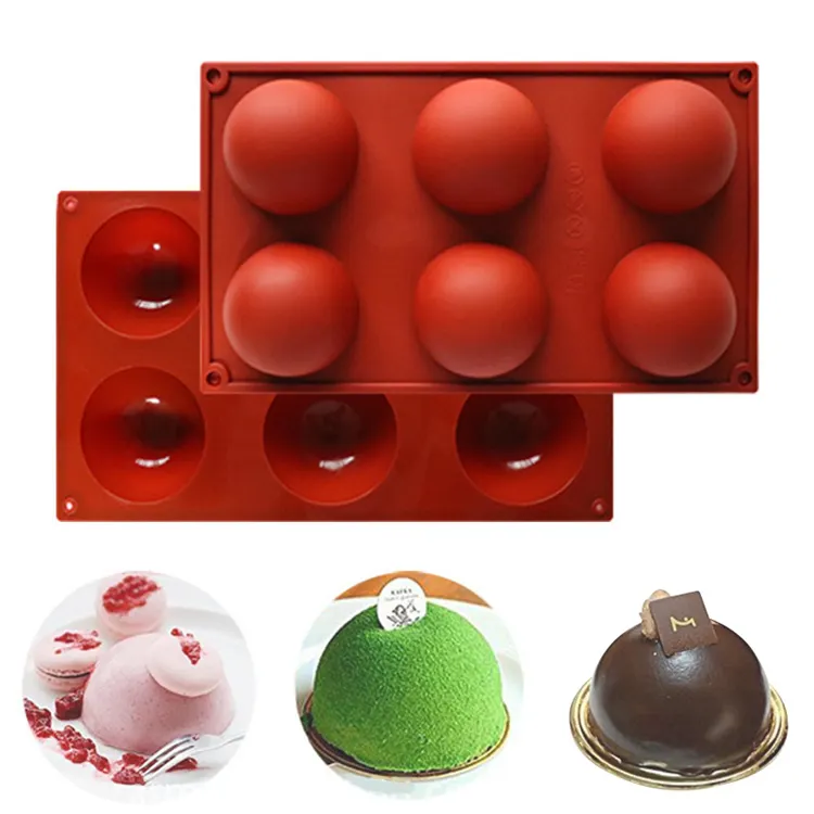 Wholesale half sphere ice ball molds 6 Cavities Semi Sphere Silicone Chocolate Mold Food Grade DIY Silicone Cake Mousse Mold