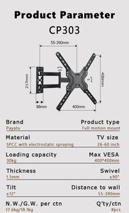 Supporti <span class=keywords><strong>TV</strong></span> Girevoli di Alta Qualità, Supporti a <span class=keywords><strong>Parete</strong></span> per <span class=keywords><strong>TV</strong></span> a Movimento Completo, Tre Bracci per <span class=keywords><strong>TV</strong></span> <span class=keywords><strong>da</strong></span> 32-55 Pollici North Bayou - Product Image 6