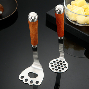 Gadget da cucina <span class=keywords><strong>zampa</strong></span> di gatto/forma rotonda schiacciapatate 304 acciaio inossidabile utensili per frutta e verdura con manico in legno di rosa - Product Image 5