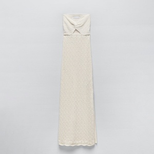 เดรสแฟชั่นดีไซน์ใหม่ ผ้าฝ้าย 100% เซ็กซี่ ผ่าข้าง เดรสเว้าลายฉลุ เดรสผ้าตาข่ายถักลายแจ็คการ์ด - Product Image 3