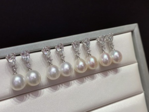 Elegant S925 Sterling <b>Silver</b> <b>Stud</b> <b>Earrings</b> Embedded With Smooth Natural Freshwater Pearl And Clear White Topaz Customizable Fine - Product Image 5