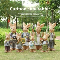 Sculpture de lapin Peter Rabbit en fibre de verre, style pastoral, entièrement faite à la main, pour la décoration de jardin, de cour et de pelouse