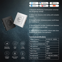 Enchufe de Pared Inteligente MOES Star Ring Tuya Zigbee Mesh EU de 16A, Monitoreo de Energía, Compatible con Alexa y Google Home, Material PA66
