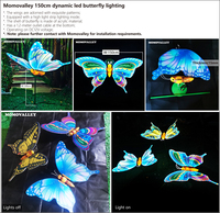 Momovalley Papillon géant lumineux LED de 150 cm avec ailes mobiles, décoration de jardin extérieur, décoration de paysage, décoration de fête printemps-été