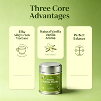 Poudre de Matcha Cérémonial Certifiée Marque Blanche OEM en Boîte de 30g, Poudre de Matcha Vanille en Boîte de 30g, Faible MOQ