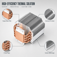 Dissipateur thermique pour processeur à 6 caloducs, base en cuivre, ailettes en aluminium, refroidisseur pour serveur, équipement industriel, solution thermique personnalisée OEM