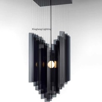Lampe suspendue en acrylique rétro nordique, source de lumière LED, cadre en fer, pour salle à manger, salon, comptoir de bar, lustre