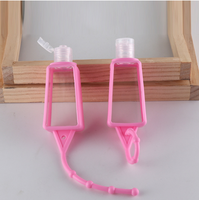 Mini conteneur d'emballage de liquide en plastique PET transparent de 30ml porte-clés bouteille de désinfectant pour les mains vide