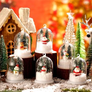 Décoration de table de Noël rustique avec rennes et paysage enneigé, fonctionnant sur piles, avec dôme en verre transparent et lumières LED féériques - Product Image 3