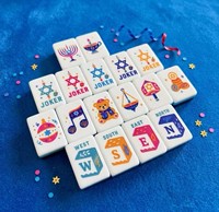 Jeu de Mahjong Américain Personnalisé 160 Pièces Thème Hanouka Juif, Tuiles Imprimées Colorées pour Fête et Jeu de Table