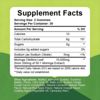 OEM Moringa Gummies dengan serat diet Moringa Oleifera daun laris suplemen Herbal desain Label kustom untuk pria wanita