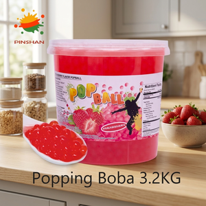 PINSHAN Strawberry Popping <b>Boba</b> 3KG <b>Bubble</b> Tea Ingredients Red Round Pearls Wholesale - Product Image 1