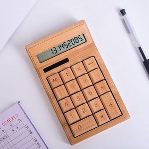 Calculatrice en bambou à 12 chiffres, alimentée à l'énergie solaire, portable, créative, pour usage au bureau - Product Image 1
