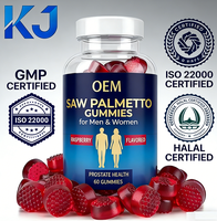 Gummies de palmier nain 60 unités |   Complément alimentaire pour la santé de la prostate à la saveur de framboise pour hommes et femmes |   Soutient la fonction des voies urinaires