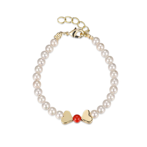 Pulsera de Material de Latón chapado en <span class=keywords><strong>oro</strong></span> para bebé y niña, pulsera de concha de moda con <span class=keywords><strong>perlas</strong></span> y corazón - Product Image 2
