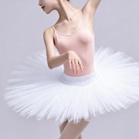 Jupe tutu de ballet blanche en spandex, robe de danse classique mi-tutu, tulle superposé, costume de pratique et de performance pour filles et enfants