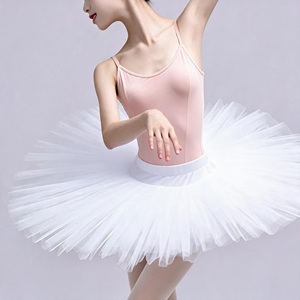 Falda Tutú de Ballet Blanca, Clásica, de Media Pierna, Vestido de Danza con Capas de Tul, Traje de Práctica y Actuación para Mujer - Product Image 3
