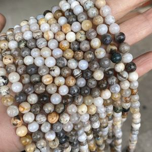 4mm 6mm 8mm 10mm Natural Bamboo Leaf <strong>Agate</strong> <strong>Beads</strong> Natural Gemstone Smooth Round <strong>Agate</strong> <strong>Beads</strong> for DIY Beading Jewelry Making - Product Image 1