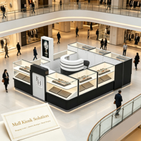 Kiosque à bijoux modulaire personnalisé pour centre commercial, comptoir d'exposition en verre trempé, écran publicitaire numérique à LED, vitrine de vente au détail