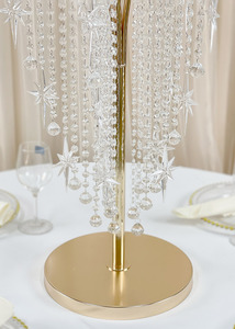 Tall Gold <strong>Wedding</strong> <strong>Table</strong> <strong>Top</strong> Beaded Chandelier Centerpieces Riser Flower Stand <strong>Decoration</strong> - Product Image 5