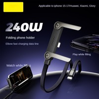 Câble de charge rapide 240W avec support pour téléphone 90 °   Coude 360 °   Câble de jeu rotatif multi-angle, tressé, pour iPhone 17